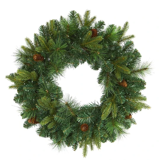 24" LED Mixed Pine Artificial Christmas Wreath 5 24" LED Mixed Pine Artificial Christmas Wreath - Image 5