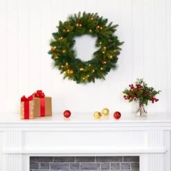 24" LED Mixed Pine Artificial Christmas Wreath 9 24" LED Mixed Pine Artificial Christmas Wreath -Michaels Store D251394S 5