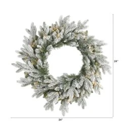 24" LED Flocked Artificial Christmas Wreath -Michaels Store D251395S 2