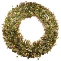 60" Pre-Lit Wintry Pine Wreath