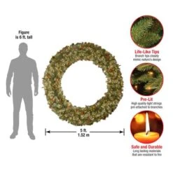 60" Pre-Lit Wintry Pine Wreath -Michaels Store D252290S 15