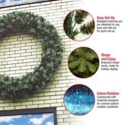 60" Pre-Lit Wintry Pine Wreath -Michaels Store D252290S 16