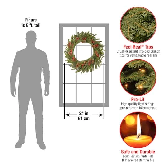 24" LED Dorchester Fir Wreath 5 24" LED Dorchester Fir Wreath - Image 5