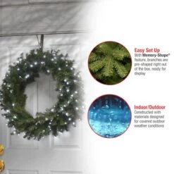 30" Cool White LED Memory-Shape® Norwood Fir Wreath -Michaels Store D252481S 17
