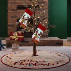Glitzhome® LED Reindeer Stockings & Tree Skirt Set -Michaels Store D252865S 2