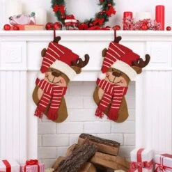 Glitzhome® 19" Reindeer Stockings, 2ct. -Michaels Store D252869S 2