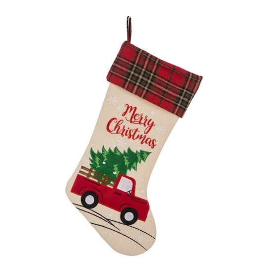 Glitzhome® 21" Truck & Tree Christmas Stockings, 2ct. 4 Glitzhome® 21" Truck & Tree Christmas Stockings, 2ct. - Image 4