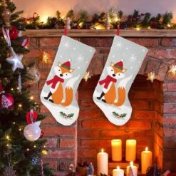 Glitzhome® 20" Fox Christmas Stockings, 2ct. -Michaels Store D252873S 2