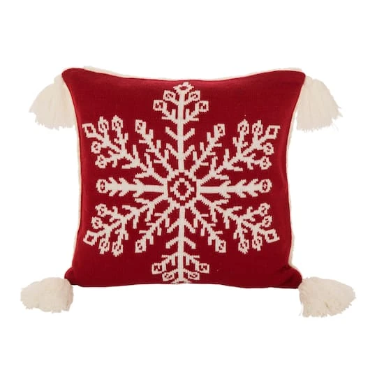 Glitzhome® Knitted Snowflake Red Pillow Covers, 2ct. 8 Glitzhome® Knitted Snowflake Red Pillow Covers, 2ct. - Image 8