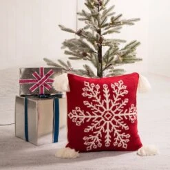 Glitzhome® Knitted Snowflake Stockings, Tree Skirt & Pillow Cover Set -Michaels Store D252903S 2