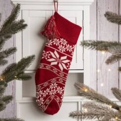 Glitzhome® Knitted Snowflake Stockings, Tree Skirt & Pillow Cover Set -Michaels Store D252903S 4