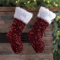 Glitzhome® 21" Red Sequin Christmas Stocking, 2ct. -Michaels Store D252910S 2