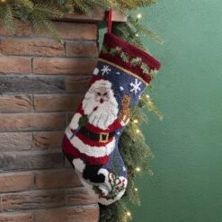 Glitzhome® 19" Santa Hooked Stocking -Michaels Store D252943S 2