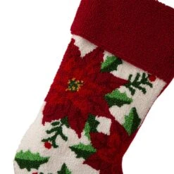 Glitzhome® 21" Poinsettia Hooked Stocking -Michaels Store D252944S 3