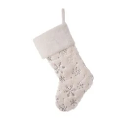 Glitzhome® 21" White Plush With Snowflake Christmas Stocking -Michaels Store D252957S 8