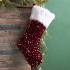 Glitzhome® 21" Red Sequin Christmas Stocking -Michaels Store D252961S 2