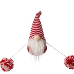 Glitzhome® 6ft. Red & White Fabric Christmas Gnome Garland -Michaels Store D253596S 5