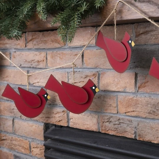 Glitzhome® 6ft. Metal Christmas Cardinal Garland 4 Glitzhome® 6ft. Metal Christmas Cardinal Garland - Image 4
