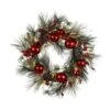 Glitzhome® 24" Pre-Lit Berry, Holly, Pinecone & Red Ornament LED Wreath