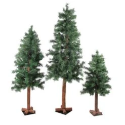 Northlight 3ft., 4ft., & 5ft. Unlit Woodland Alpine Artificial Christmas Tree Set