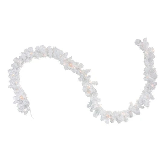 Northlight 9ft. Clear Lighted Snow White Garland 1 Northlight 9ft. Clear Lighted Snow White Garland