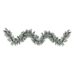 Northlight 9ft. White & Green Flocked Angel Pine With Pinecones Garland -Michaels Store D253723S 11
