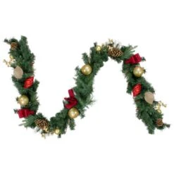 Northlight 6ft. Red & Gold Pre-Decorated Ornaments & Pinecones Garland -Michaels Store D253729S 11