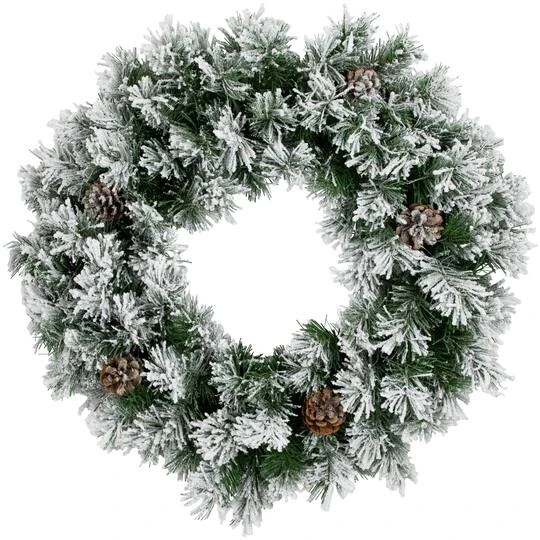 Northlight 24" Flocked Angel Pine & Pinecones Wreath 4 Northlight 24" Flocked Angel Pine & Pinecones Wreath - Image 4