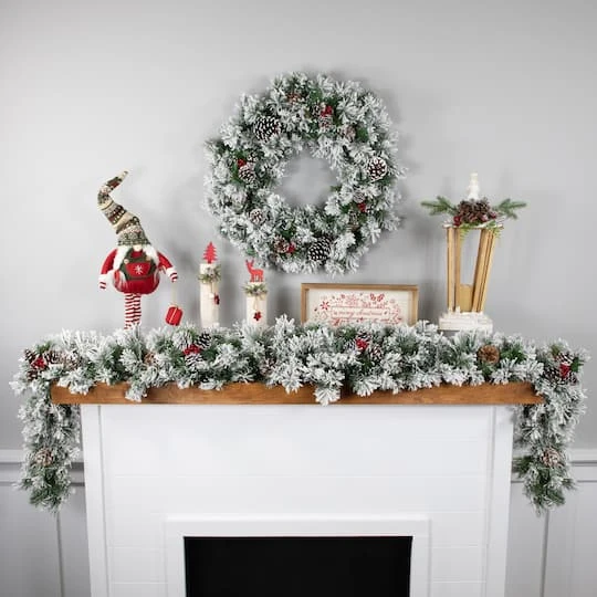 Northlight 24" Flocked Angel Pine & Pinecones Wreath 5 Northlight 24" Flocked Angel Pine & Pinecones Wreath - Image 5