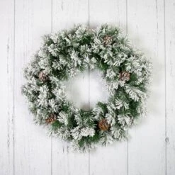 Northlight 24" Flocked Angel Pine & Pinecones Wreath 15 Northlight 24" Flocked Angel Pine & Pinecones Wreath -Michaels Store D253733S 14