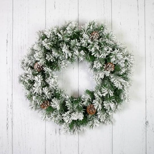 Northlight 24" Flocked Angel Pine & Pinecones Wreath 7 Northlight 24" Flocked Angel Pine & Pinecones Wreath - Image 7