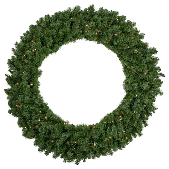 Northlight 4ft. Pre-Lit Canadian Pine Artificial Christmas Wreath 1 Northlight 4ft. Pre-Lit Canadian Pine Artificial Christmas Wreath