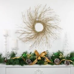 Northlight 36" Pre-Lit Gold Glittered Twig Wreath With Warm White Lights -Michaels Store D253743S 12