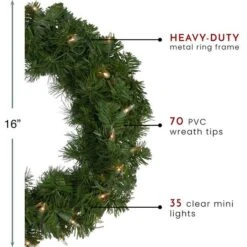 Northlight 16" Pre-Lit Deluxe Windsor Pine Artificial Christmas Wreath 14 Northlight 16" Pre-Lit Deluxe Windsor Pine Artificial Christmas Wreath -Michaels Store D253750S 14