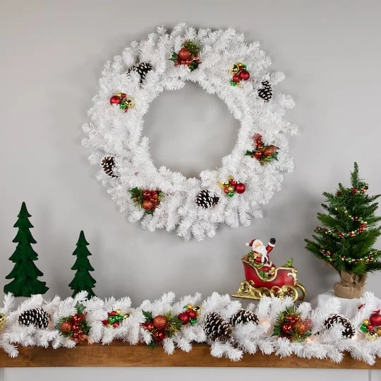 Northlight 24" White Canadian Pine Artificial Christmas Wreath 5 Northlight 24" White Canadian Pine Artificial Christmas Wreath - Image 5