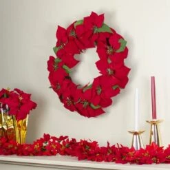 Northlight 24" Red Poinsettia Flower Wreath 8 Northlight 24" Red Poinsettia Flower Wreath -Michaels Store D253752S 2