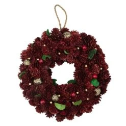 Northlight 9.5" Red & Gold Pinecone Wreath -Michaels Store D253753S 11