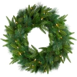 Northlight 2.5ft. Pre-Lit Mixed Rosemary Emerald Angel Pine Artificial Christmas Wreath