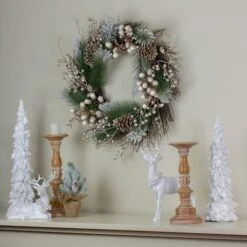 Northlight 22" Acorn, Pinecone & Flocked Pine Needle Wreath -Michaels Store D253766S 2