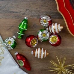 Northlight 9ct. 2-Finish Silver & Red Glass Retro Reflector Ornaments -Michaels Store D253780S 2