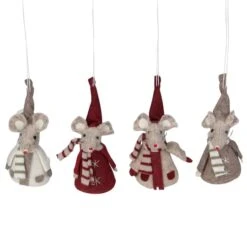 Northlight 4ct. Red & Gray Standing Mice Ornaments -Michaels Store D253781S 2