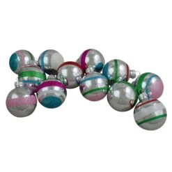 Northlight 12ct. 2.25" 2-Finish Silver & Pink Glass Ball Ornaments