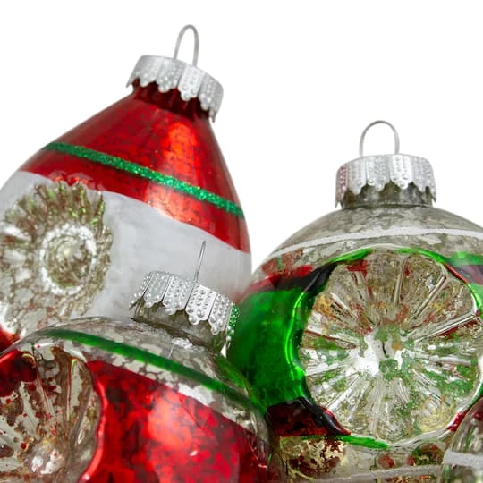 Northlight 9ct. 3.25" 2-Finish Silver, Red & Green Glass Ornaments 3 Northlight 9ct. 3.25" 2-Finish Silver, Red & Green Glass Ornaments - Image 3