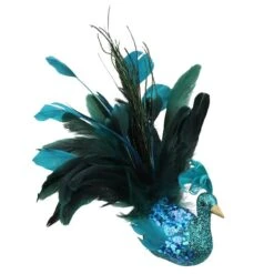 Northlight 10" Turquoise Blue & Green Peacock Clip-On Ornament