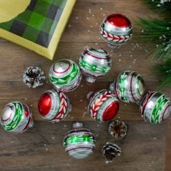 Northlight 9ct. 2.75" Glitter Vintage Striped Ball Ornaments 5 Northlight 9ct. 2.75" Glitter Vintage Striped Ball Ornaments -Michaels Store D253792S 2