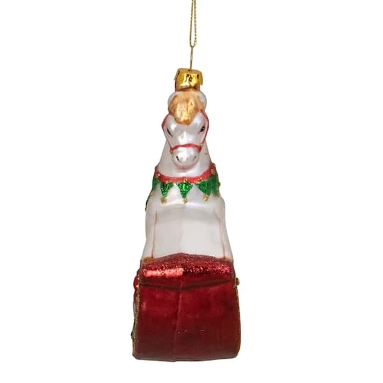 Northlight 5" Glass Traditional Rocking Horse With Gifts Ornament 6 Northlight 5" Glass Traditional Rocking Horse With Gifts Ornament - Image 6