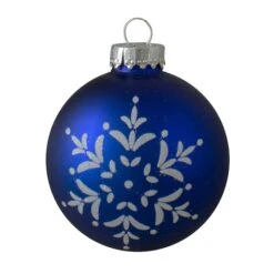 Northlight 4ct. 3" Royal Blue & White Snowflake Ball Glass Ornaments 11 Northlight 4ct. 3" Royal Blue & White Snowflake Ball Glass Ornaments -Michaels Store D253795S 13