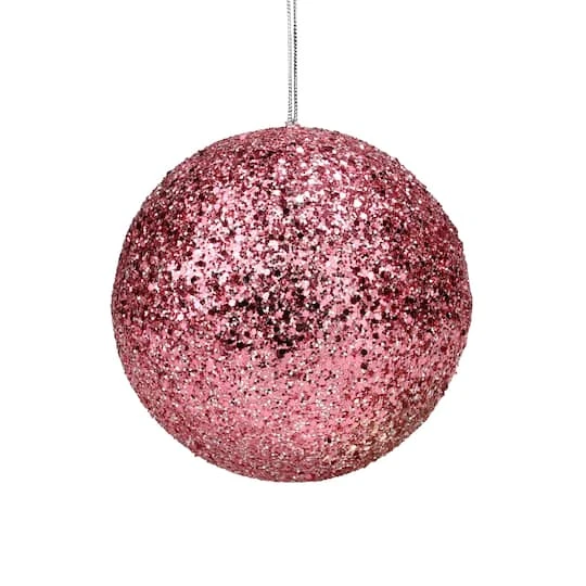 Northlight 6" Glittery Pink Sequin Ball Ornament 1 Northlight 6" Glittery Pink Sequin Ball Ornament