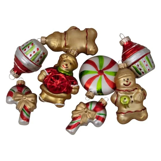 Northlight 8ct. 3" Gingerbread Men & Sweet Treats Glass Ornaments 1 Northlight 8ct. 3" Gingerbread Men & Sweet Treats Glass Ornaments