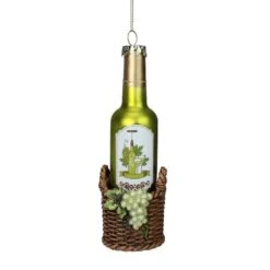 Northlight 6.25" Green & Brown Glass Wine Bottle Ornament